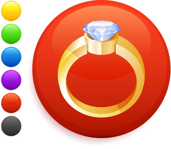 Förlovningsring ikonen på runda internet-knappen — Stock vektor