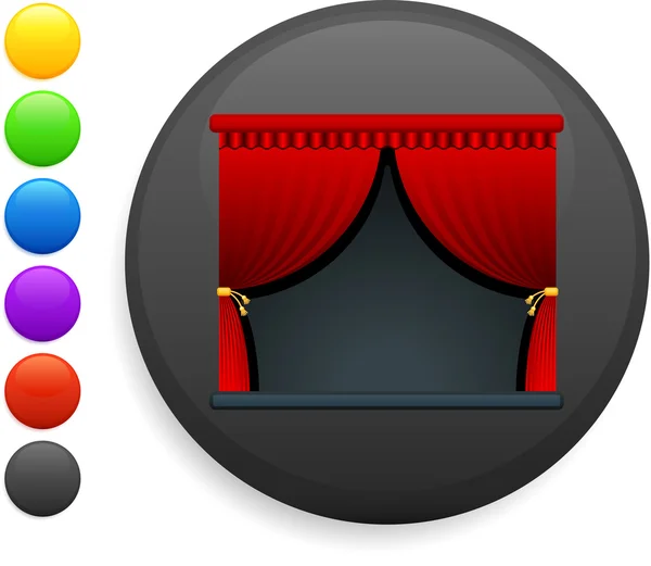 Icono de cortinas en el botón redondo de Internet — Archivo Imágenes Vectoriales