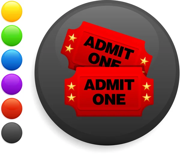 Movie tickets icon on round internet button — Stock Vector
