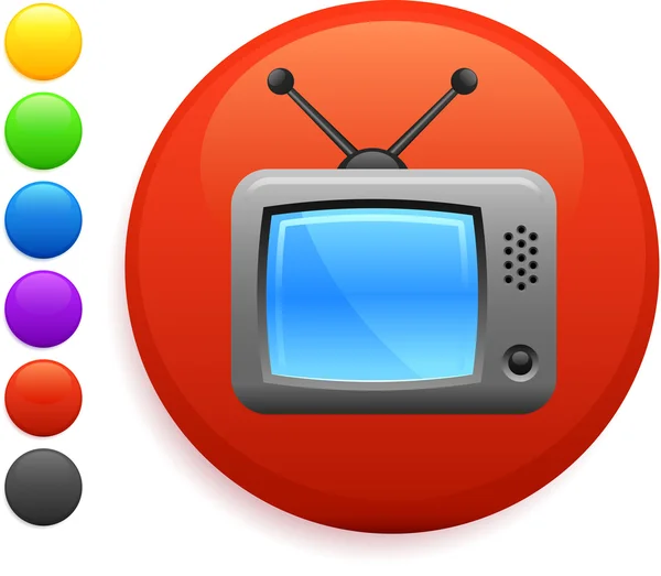 Television icon on round internet button — Stock Vector