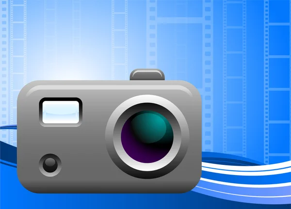 Photo camera on film background — Stock Vector