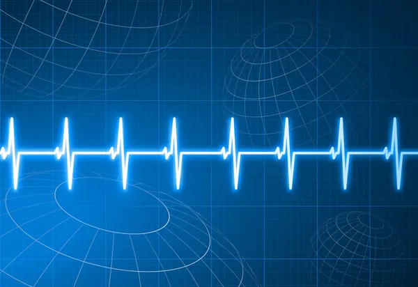 Frecuencia cardíaca de pulso con globos de marco de alambre Fondo de internet — Vector de stock