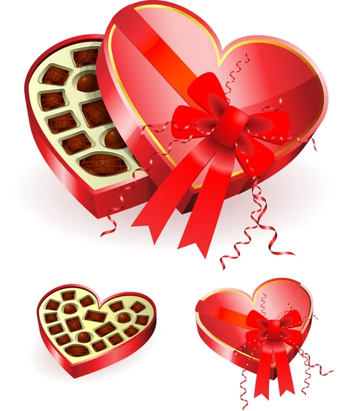 Schokolade in Herzschachtel — Stockvektor