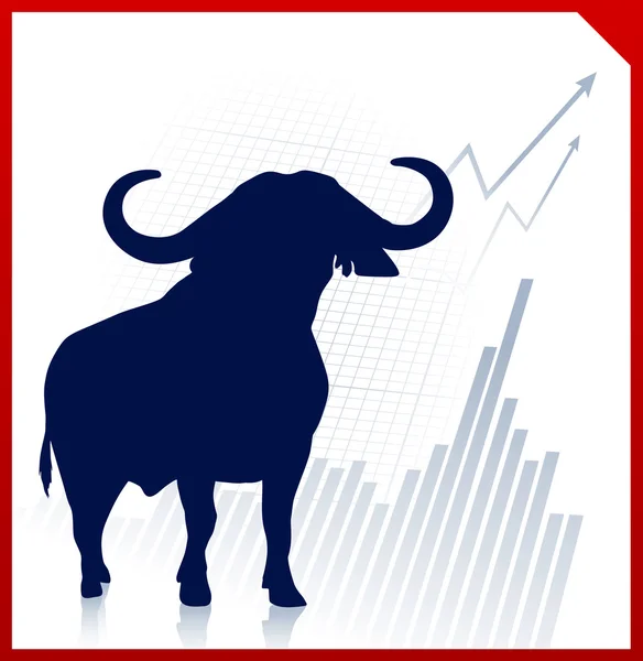 Toro sobre fondo de negocios con frontera roja — Vector de stock