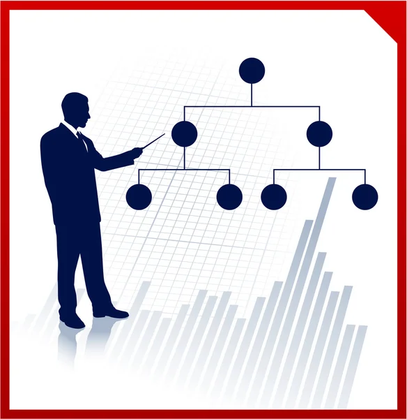 Презентация бизнесмена с диаграммой — стоковый вектор