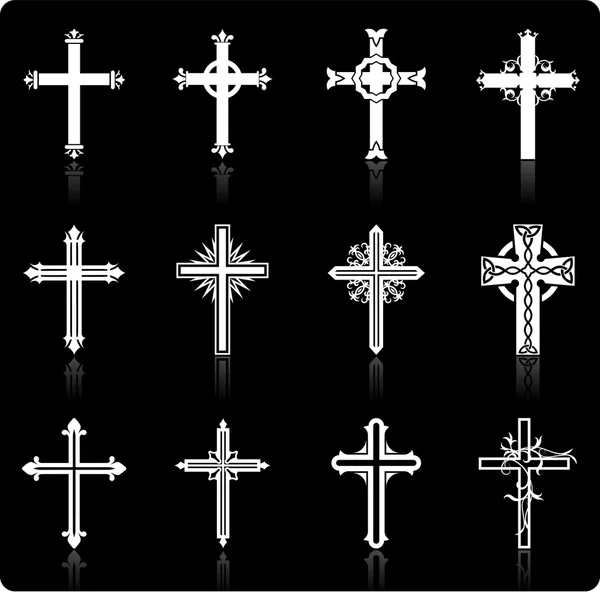 Collezione di cross design religioso — Vettoriale Stock