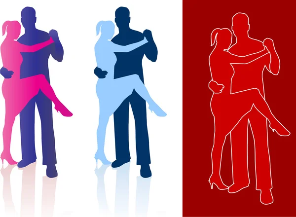 Danseurs de tango en silhouette — Image vectorielle