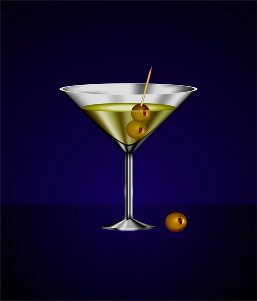 Martini bardağı zeytin ile kokteyl — Stok Vektör
