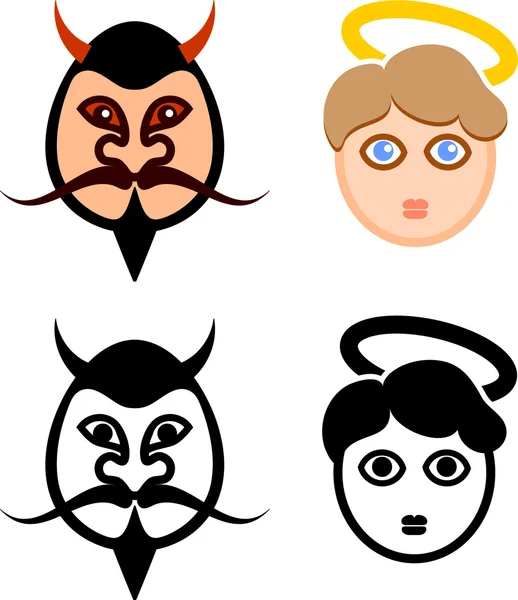 Devil and Angel Faces — Stock Vector