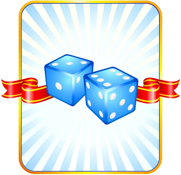 Blue Dice on Ribbon Background — Stock Vector