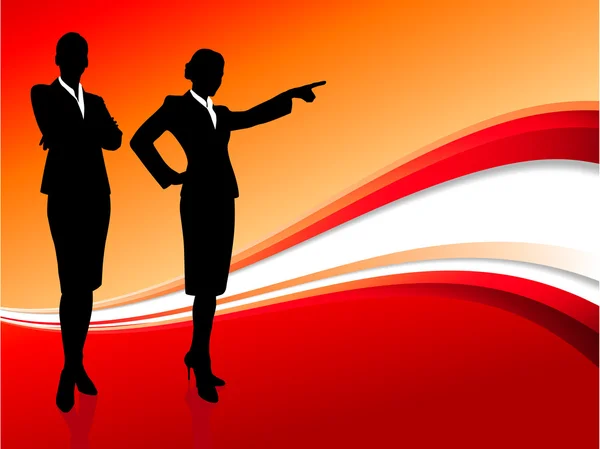 Geschäftsfrau Managerin auf abstraktem roten Hintergrund — Stockvektor