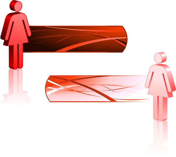 Figure di bastone femminile con banner — Vettoriale Stock