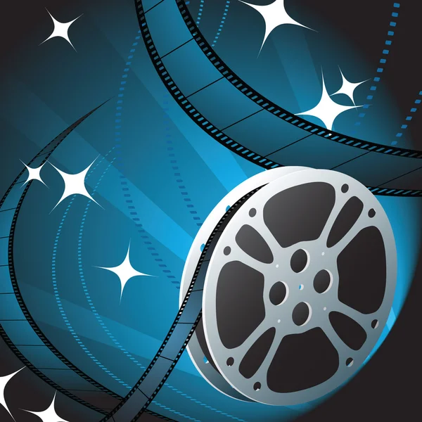 Film Reel on Blue Background — Stock Vector
