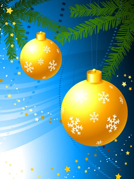 Sfondo vacanza con ornamento natalizio e albero — Vettoriale Stock
