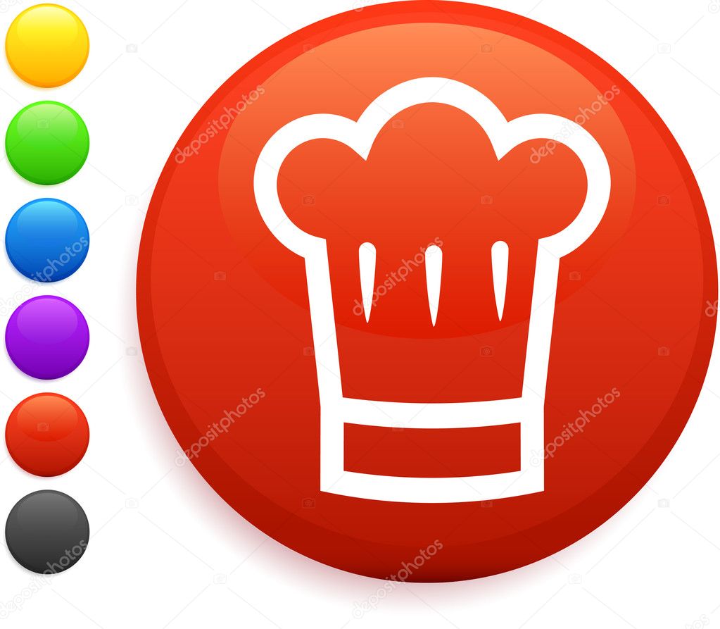 chef hat icon on round internet button
