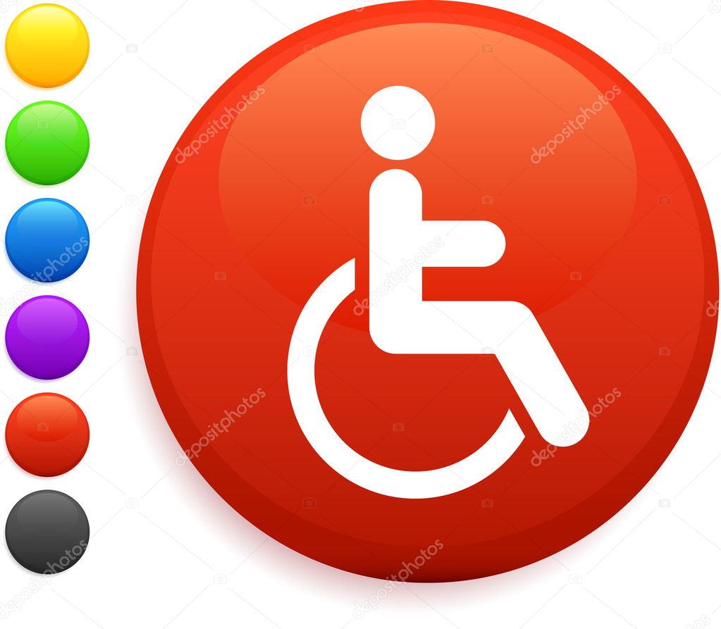wheelchair icon on round internet button