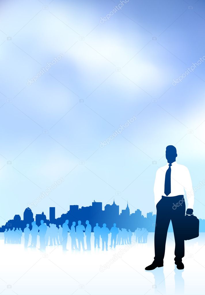businessman traveler internet background with city skyline and g