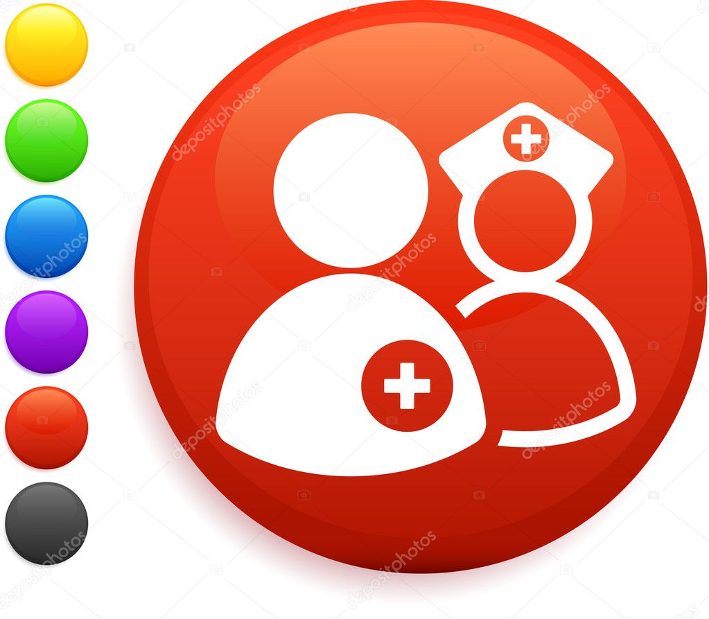 nurse and dcotr icon on round internet button