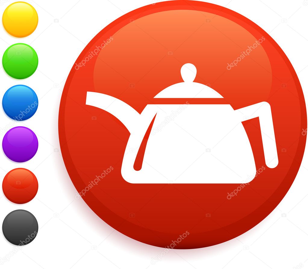 tea kettle icon on round internet button