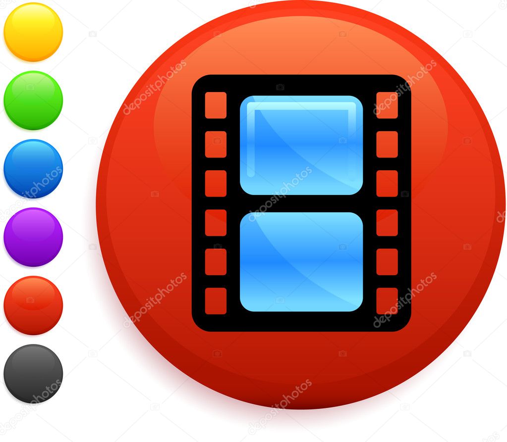 film reel icon on round internet button