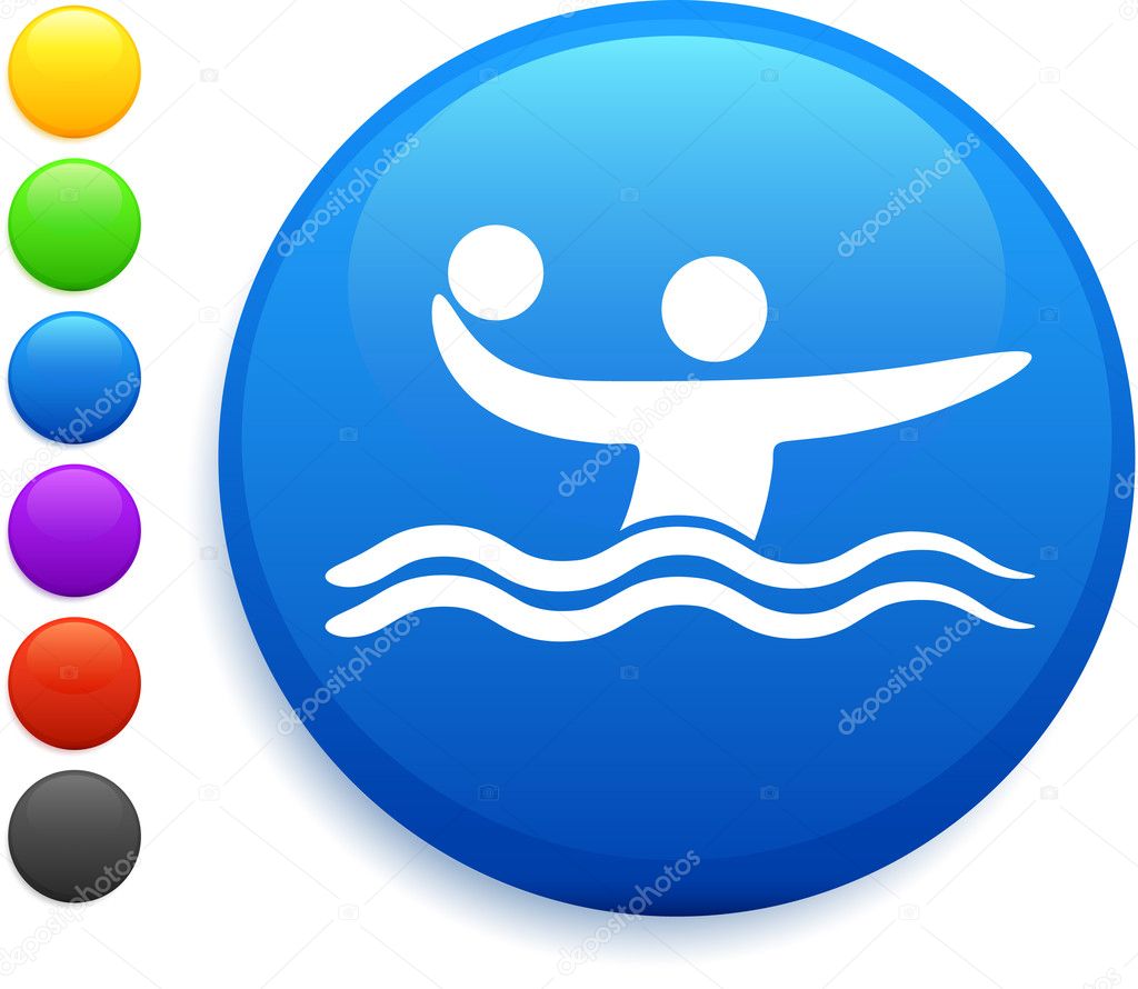 water polo icon on round internet button