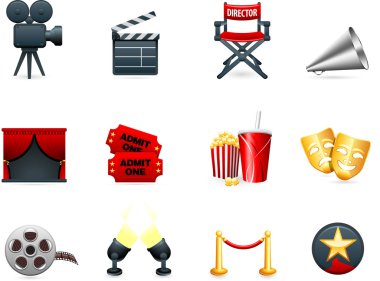Film and movies industry icon collection clipart