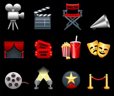 Film and movies industry icon collection clipart