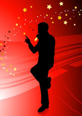 Singer on Red Background clipart