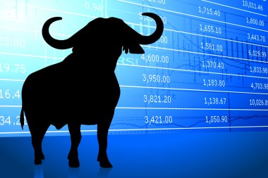 bull on stock market background clipart