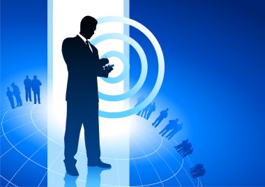 businessman on phone business internet background clipart