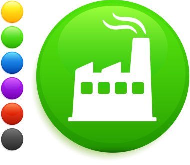 factory icon on round internet button clipart