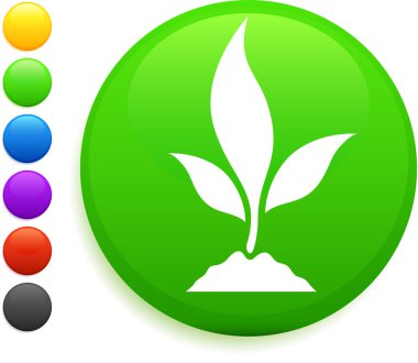 plant icon on round internet button clipart