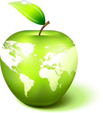 Apple Globe with World Map clipart