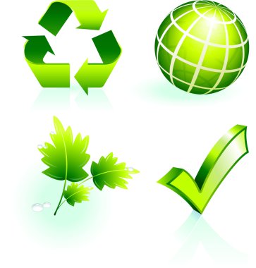 Green nature icons clipart