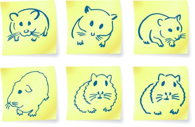 mice and hamsters on post it notes clipart