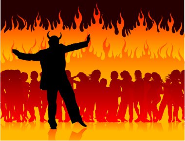 Party in hell with devil clipart