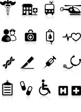 medical hospital internet icon collection clipart