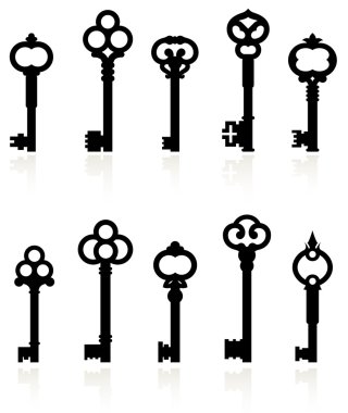 antique keys collection clipart