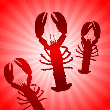 Lobster Set on Abstract Red Background clipart