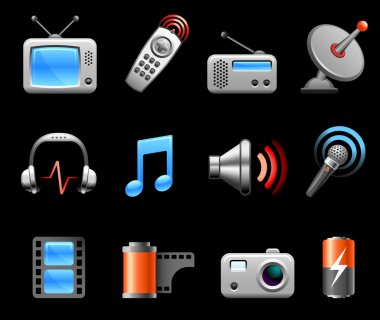 Electronics and Media icon collection clipart