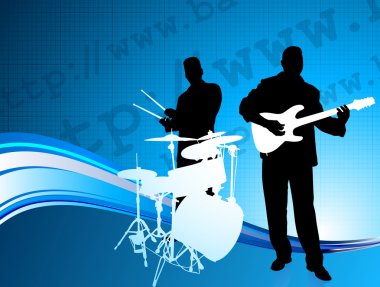 Musical Band on Internet Background clipart