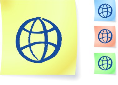 Globe graphic on sticky note clipart