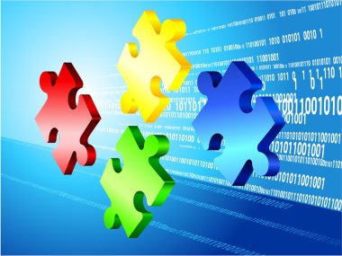 Incomplete Puzzle with Binary Code Background clipart