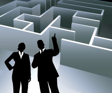 Business team on background with maze clipart