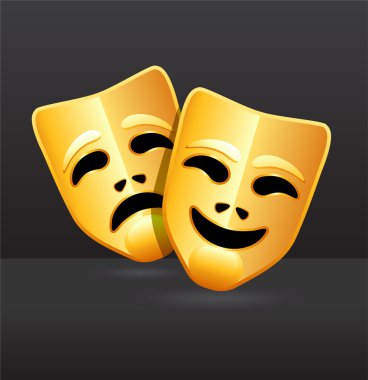 Comedy and tragedy theater masks clipart