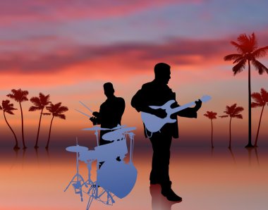 Music Band on Sky Background clipart