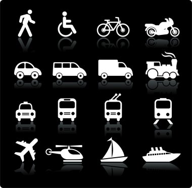 Transportation icons design elements clipart