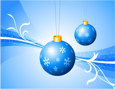 Blue Ornaments on Abstract Holiday Background clipart