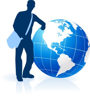 Young Man Traveler around the World clipart