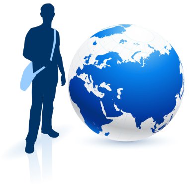 Young Man Traveler around the World clipart